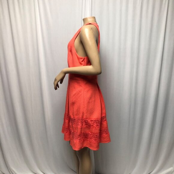 Express Dress Womens Size 12 Sleeveless Coral Textured Lace Hem Stretch A-Line - Picture 4 of 9